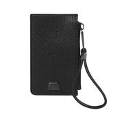 TOTTO - Tarjetero con Monedero con Cremallera, Modelo Smooth, con Sistema RFID Blocker, 4 Compartimentos para Tarjetas y 1 para Billetes, Manija Fija para Muñeca, Color Negro