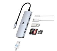 TOTU - Hub USB C, Adaptador multipuerto 6 en 1 con Pantalla 4K HDMI, USB 3.0, 100 W PD, Ranuras para Tarjetas SD/TF, Compatible con portátiles USB C y Otros Dispositivos Tipo C
