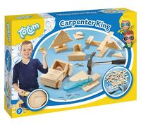 Totum 025042 King-Carpenter Set Parts, Nails and Wooden Hammer, Wood Color, Medi