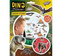Totum 075054 Dino - Adhesivo decorativo para ventana con más de 45 pegatinas de dinosaurios reutilizables y una escena paisajística para ventanas y espejos