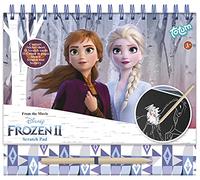 Totum- Disney Frozen II Scratch Book rascar y Colorear con Plantillas y Pegatinas Brillantes con Anna & Elsa, Libro de Actividades para casa y de Viaje, M (681439)