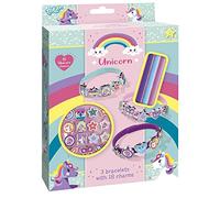 Totum Juego de pulseras de abalorios de unicornio: crea pulseras de 3 colores con 18 bonitos abalorios de unicornio para niños a partir de 3 años, 21 Stück (1er Pack), Plástico
