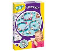 Totum Kit Creativo Pulseras Mascotas Gatitos 13x19x4 | Cuentas coloridas y plateadas, cordón rosa, 3 medallones colgantes, pegatinas de gato, combinables, motricidad fina y