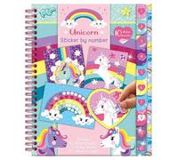 Totum Unicornio pegado por números: colorido juego de pegatinas de unicornio para niños, habilidades motoras finas y juego educativo, páginas para colorear, cuaderno de pegatinas para niños,