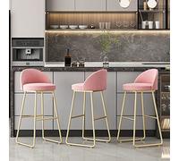 Toturos de barra de terciopelo modernos Juego de taburetes de 3 altura de contador para cocina y comedor elegantes asientos tapizados con patas de metal dorada altura de asiento ajustable 65/75 cm