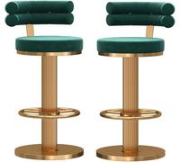 Toturos de barras de 2, con cojín suave, modernas sillas de barra de desayuno de cocina, tapizado con taburete de barra de respaldo curvo, rotación de 360 °, cocina de heces de hierro forjado de
