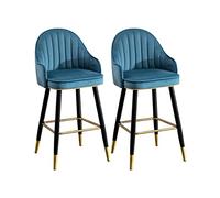 Toturos de barras tapizadas de terciopelo Juego de 2 con marco de metal negro respaldo taburetes de desayuno altos para la isla de cocina de la barra de mostrador 65/75 cm de altura verde/azul/rosa