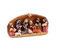 TOTventas Belén Navideño Completo en Resina - Nacimiento con Reyes Magos, Pastores y Animales | Decoración de Navidad para Hogar, Salón o Iglesia | Adorno Clásico de Pesebre