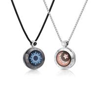 TOTWOO Collares de Pareja - Colgante con Cadena, Collar de Amor a Distancia Inteligente con Función Táctil, Regalo Romántico para Aniversario, Navidad y San Valentín - Diseño Sol y Luna