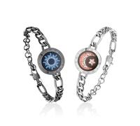 TOTWOO Pulseras de Pareja con Vibración, Iluminación y Toque a Distancia, Emparejamiento Bluetooth Uno a Uno por App, Regalo Romántico de San Valentín para Parejas a Distancia, Acero Inoxidable 316L