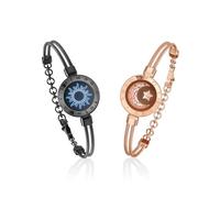 TOTWOO Pulseras de Pareja con Vibración, Iluminación y Toque a Distancia, Emparejamiento Bluetooth Uno a Uno por App, Regalo Romántico de San Valentín para Parejas a Distancia, Acero Inoxidable 316L