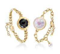 TOTWOO Pulseras Inteligentes de Pareja, Toque, Vibración e Iluminación a Distancia, Emparejamiento Bluetooth Uno a Uno por App, Regalo para Parejas a Distancia, Acero Inoxidable 316