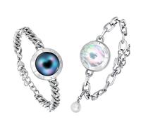 TOTWOO Pulseras Inteligentes de Pareja, Toque, Vibración e Iluminación a Distancia, Emparejamiento Bluetooth Uno a Uno por App, Regalo para Parejas a Distancia, Acero Inoxidable 316