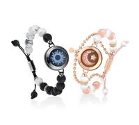 TOTWOO Pulseras Inteligentes de Pareja, Vibración e Iluminación por Toque a Distancia, Emparejamiento Bluetooth Uno a Uno por App, Regalo Romántico, Acero Inoxidable 316L