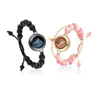 TOTWOO Pulseras táctiles de larga distancia para parejas, vibración e iluminación para parejas, pulseras de pareja | Regalos de relación a larga distancia para novia, joyería de emparejamiento
