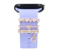 TOU-BEGUIN Juego de dijes de correa de reloj, dijes decorativos para anillos compatibles con correa de silicona para Apple Watch de 38, 40, 41, 42, 44, 45, 49 mm, accesorios elegantes y elegantes para