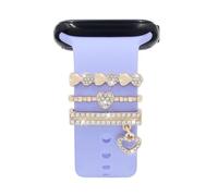 TOU-BEGUIN Juego de dijes de correa de reloj, dijes decorativos para anillos compatibles con correa de silicona para Apple Watch de 38, 40, 41, 42, 44, 45, 49 mm, accesorios elegantes y elegantes para
