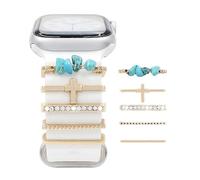 TOU-BEGUIN Juego de dijes de correa de reloj, dijes decorativos para anillos compatibles con correas de silicona para Apple Watch de 38, 40, 41, 42, 44, 45, 49 mm, accesorios elegantes para iWatch