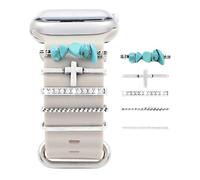 TOU-BEGUIN Juego de dijes de correa de reloj, dijes decorativos para anillos compatibles con correas de silicona para Apple Watch de 38, 40, 41, 42, 44, 45, 49 mm, accesorios elegantes para iWatch