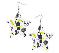 Toucan And Parrot2 Pendientes de cuero en forma de estrella Mujeres Niñas Pendientes colgantes simples Regalos para ella