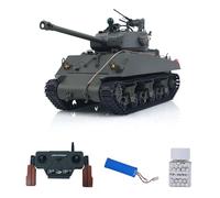 TOUCAN RC HOBBY 360 Rotación 1/16 Control remoto Tanque Sherman M4A3 IR BB 76MM barril humo unidad metal chasis pistas carreteras ruedas