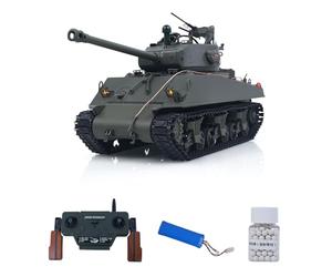 TOUCAN RC HOBBY 360 Rotación 1/16 Control remoto Tanque Sherman M4A3 IR BB 76MM barril humo unidad metal chasis pistas carreteras ruedas