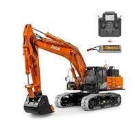 TOUCAN RC HOBBY Excavadora hidráulica LESU RC 1/14 90% metal Aoue ZX490 Control remoto Heavy Digger Modelo 6CH Válvula Light Flysky PL18EV Lite Radio