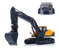 TOUCAN RC HOBBY Metal 1/14 Super Frog - Excavadora con dos brazos E400 Pro, control de válvula de 9 canales, excavadora hidráulica remota, servomotores, 3 bombas, efectos de luz y sonido