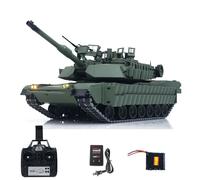 TOUCAN RC HOBBY Toucan TUSK II 1/16 - Mando a distancia de metal Stank 3918 Abrams M1A2 IR de doble flujo de engranaje torreta 360 rotación de retroceso para adultos, modelo avanzado