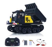Toucan RC Hobby YG 1/50 T14R Leopard RTR - Camión volquete eléctrico con mando a distancia para construcción, camión volquete orugas, modelo de aleación de aluminio, plataforma de carga con rotación