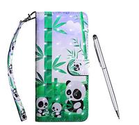 TOUCASA Funda HAW Y7 2019, PU Cuero Slim Case de Estilo Billetera Carcasa TPU Silicona Case Interna Suave [Superficie 3D] [Cierre Magnético] Fundas Case Cover (Panda)