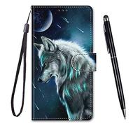 TOUCASA Funda Mi 10T Lite 5G,PU Cuero Case de Estilo Billetera Carcasa TPU Silicona Case Interna Suave [Creativo Pintado] [Cierre Magnético] Funda para Xiaomi Mi 10T Lite 5G (Lobo Pensativo)