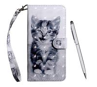 TOUCASA Funda para Nokia 5.4 / Nokia 3.4, PU Cuero Slim Case de Estilo Billetera Carcasa TPU Silicona Case Interna Suave [Superficie 3D] [Cierre Magnético] Funda Paras Case Cover (Gato)