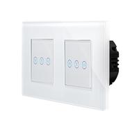 Touch 2 interruptores de persiana con marco de cristal de 2 vías en blanco para interruptor de persiana empotrable, adecuado para toldos con motor