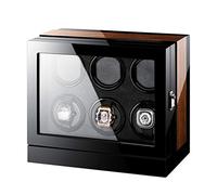 Touch Display Watch Winders Wood Piano Finish Soft Flexible Watch Pillows Automatic Watch Winder Box, 4 Winding Spaces with Built-In Illumination6+0(6+0