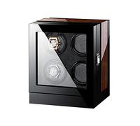 Touch Display Watch Winders Wood Piano Finish Soft Flexible Watch Pillows Automatic Watch Winder Box, 4 Winding Spaces with Built-In Illumination6+0(4+0