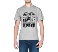 Touch Me and Your First Wrestling Lesson Grey Men's T-Shirt tee