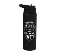 Touch My Beard And Tell Me I´m Pretty Quote Bigote Barber Stainless Steel Insulated Water Bottle