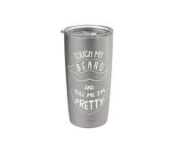 Touch My Beard And Tell Me I´m Pretty Quote Bigote Barber Vaso térmico de acero inoxidable de doble pared