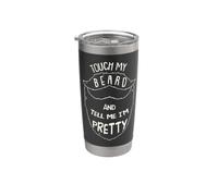 Touch My Beard And Tell Me I´m Pretty Quote Bigote Barber Vaso térmico de acero inoxidable de doble pared