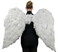 Touch of Nature Feather Angel Wings 52x36 White w/Elastic Straps 1pc Halo Included ala de Plumas, Pavo Pisos teñidos, Blanco