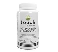 TOUCH OF SYNERGY Carbón Activado de Cáscara de Coco - 90 Cápsulas Veganas | Detox Natural, Apoyo Digestivo, Antigases, Suplemento Purificante, Complemento Alimenticio Premium