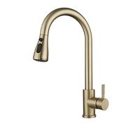 Touch Sensor Kitchen Sink Mixer Faucet with Pull out Sprayer, Kitchen Faucets Stainless Steel Swivel Hot and Cold Water Multifunction Sink Faucet-Brushed Gold