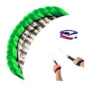 Touch the sky Cometa de Paracaídas Suave de Doble línea de 100in con Correa Para La Muñeca,Excelentes Juegos Al Aire Libre y Juguetes de Actividades,Adecuados para Los Avanzados y Entusiastas. (Verde)