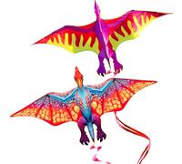 Touch the sky Dos Cometas Dragón para Niños y Adultos, Fáciles de Volar, Diseño de Estructura Único, Excelentes Juegos al Aire Libre y Juguetes de Actividades, Adecuado para Principiantes.