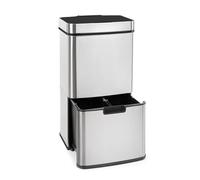 KLARSTEIN Touchless - cubo de la basura de acero inoxidable con sensor, 72 litros con 4 compartimentos: 43 y 2 x 12,5 litros, cubo bio con tapa: 4 litros, apertura y cierre automáticos, plateado