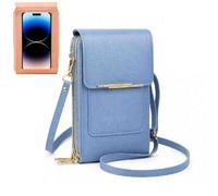 Touchscreen Phone Crossbody Bag for Women,Anti Theft PU Leather Messenger Bag,Mobile Phone Wallet Purse,RFID Blocking Card Slots,Adjustable Shoulder Straps,for Women Outdoor,Travel (Blue)