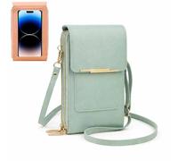 Touchscreen Phone Crossbody Bag for Women,Anti Theft PU Leather Messenger Bag,Mobile Phone Wallet Purse,RFID Blocking Card Slots,Adjustable Shoulder Straps,for Women Outdoor,Travel (Green)