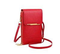Touchscreen Phone Crossbody Bag for Women,Anti Theft PU Leather Messenger Bag,Mobile Phone Wallet Purse,RFID Blocking Card Slots,Adjustable Shoulder Straps,for Women Outdoor,Travel (Red)