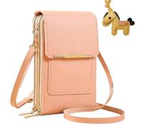 Touchscreen Phone Crossbody Bag for Women, RFID Blocking Cell Phone Purse Crossbody, Anti Theft Leather Touch Screen Crossbody Phone Purse with Adjustable Strap (Pink)